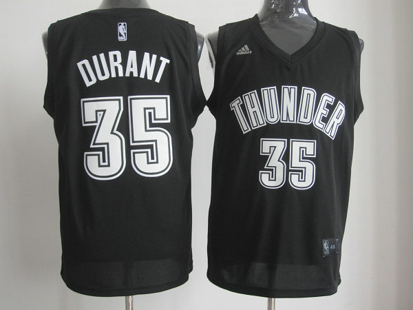  NBA Oklahoma City Thunder 35 Kevin Durant Swingman Black White Number Jersey
